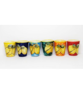 Set of 6 mix pottery glasses ideal for limoncello