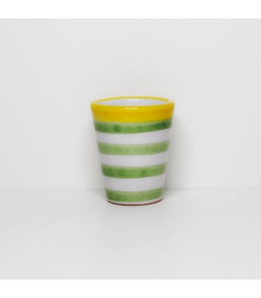 Set of 6 green lines pottery glasses ideal for limoncello