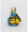 Limoncello in green pottery bottle with lemons 10cl