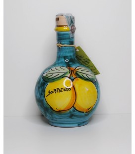 Limoncello in green pottery bottle with lemons 20cl