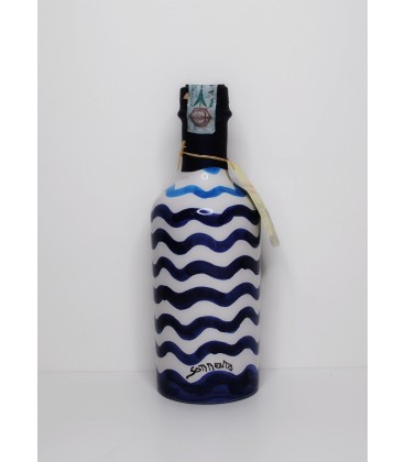 Limoncello in design pottery bottle with waves 20cl