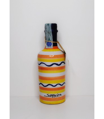 Limoncello in design pottery bottle with orange lines 20cl