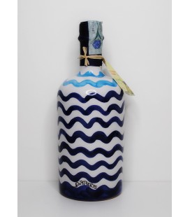 Limoncello in design pottery bottle with waves 50cl