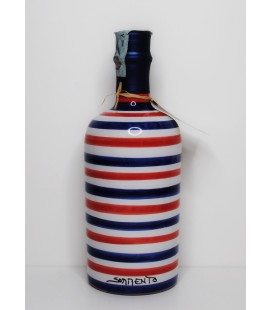 Limoncello in design pottery bottle with red lines 50cl