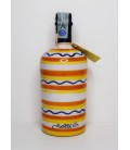 Limoncello in design pottery bottle with orange lines 50cl
