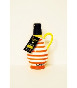 Extra virgin olive oil in orange hand-painted ceramic bottle 200ml