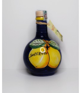 Limoncello in blue pottery bottle with lemons 50cl