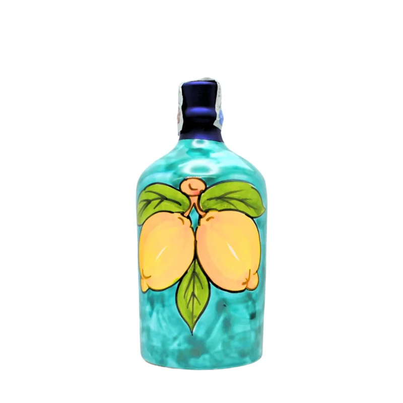 Limoncello – Green Ceramic Bottle with Lemon Decoration