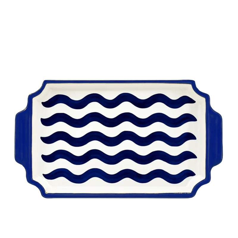 Tray for Glasses with blue wave decoration