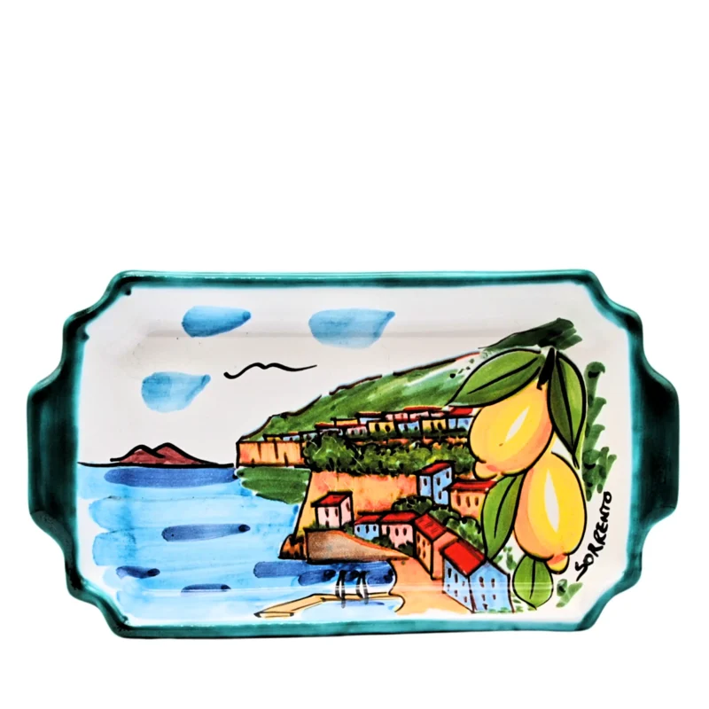 Hand-painted ceramic tray with Sorrento landscape
