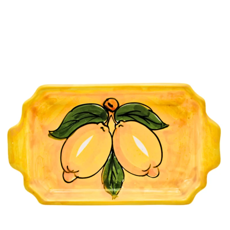 Vassoio Ceramica Limoncello decoro limoni su fondo giallo